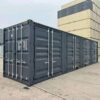 Contenedor High Cube de 40 pies con 4 puertas laterales gris oscuro