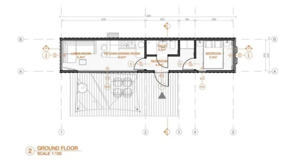 Módulo de contenedor habitable de 30 m²